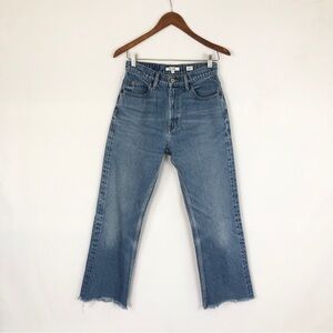 Redone 70s Crop‎ Bootcut Denim Jeans Raw Distress Size 26